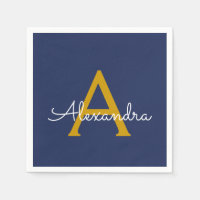 Nome Moderno do Monograma do Script Dourado Azul d