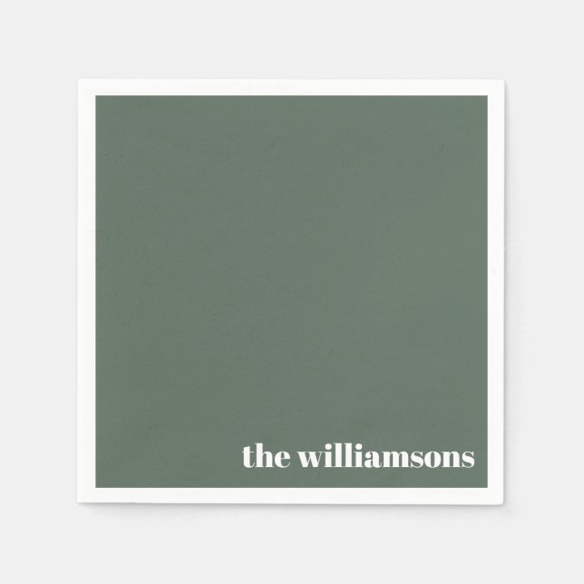 Guardanapo De Papel Nome Monograma Minimalista Verde Retroativo (Frente)