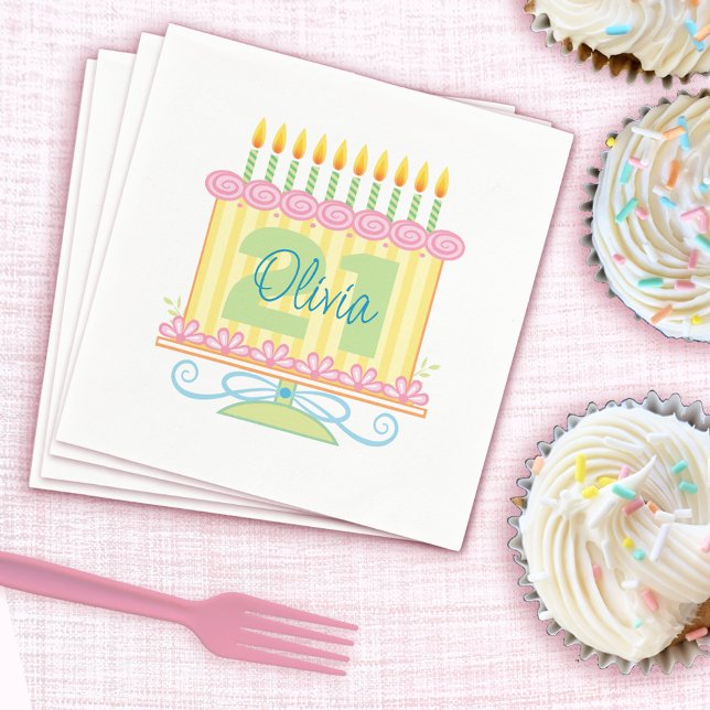 Guardanapo De Papel Nome Personalizado aniversário de 21 anos Nome Flo (Criador carregado)