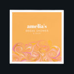 Guardanapo De Papel Nome personalizado Boho Yellow Pink Marble para Ch<br><div class="desc">Guardanapos personalizados Boho Yellow Pink Marble para Chuveiro de Noiva</div>