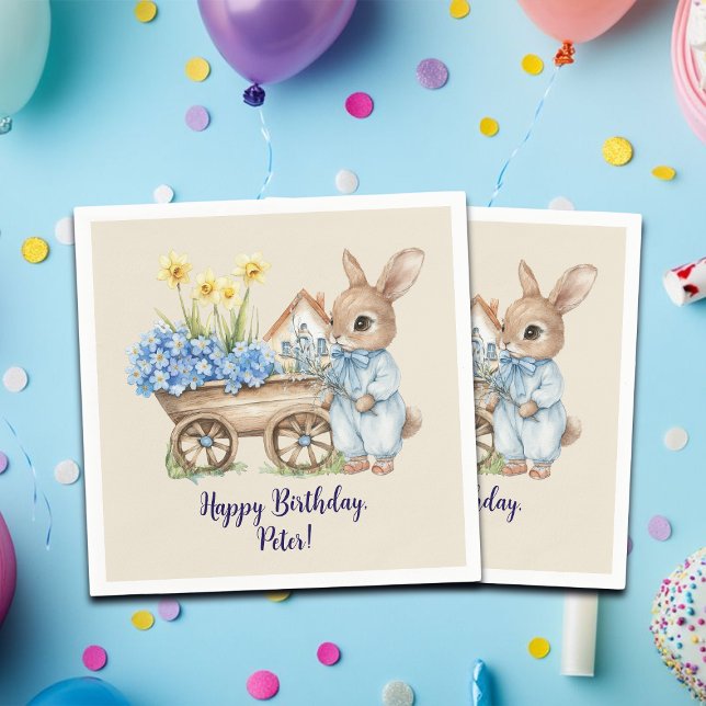 Guardanapo De Papel Nome personalizado Bunny com Festa de aniversário  (Criador carregado)