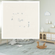 Nome Personalizado Chá de fraldas Azul Floral Crem