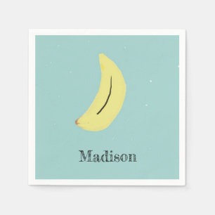 Guardanapo De Papel Nome personalizado da banana pintada em azul