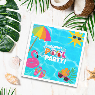 Guardanapo De Papel Nome Personalizado da Festa de Piscina de Summer F