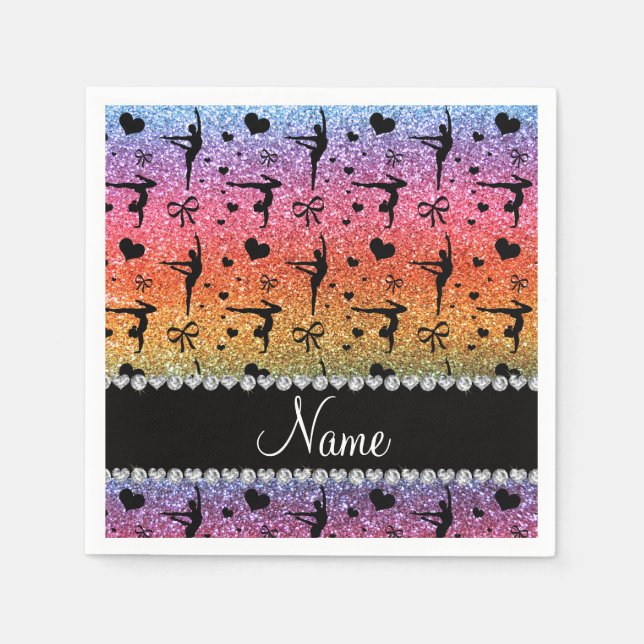 Guardanapo De Papel Nome personalizado da ginástica do arco-íris (Frente)