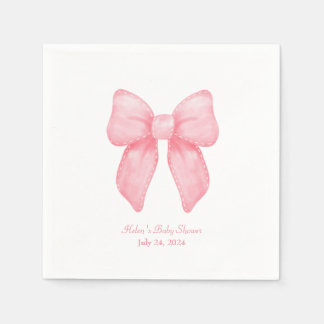 Guardanapo De Papel Nome Personalizado de Coquete de Arco Rosa Napkin