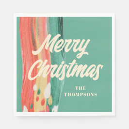 Guardanapo De Papel Nome Personalizado de Feliz Natal Moderno da abstr