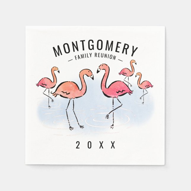 Guardanapo De Papel Nome Personalizado de Flamingo Rosa Tropical de Re (Frente)