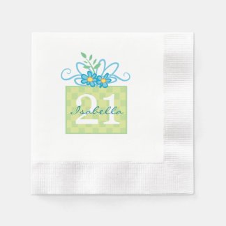 Guardanapo De Papel Nome Personalizado do Bolo Azul, Cor-de-Rosa anive