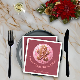 Guardanapo De Papel Nome Personalizado do Gingerman de Natal com Efeit