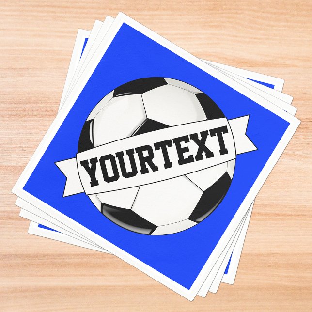 Guardanapo De Papel Nome Personalizado do Jogador Personalizado da Bol (Soccer party napkins with custom team name or text.)