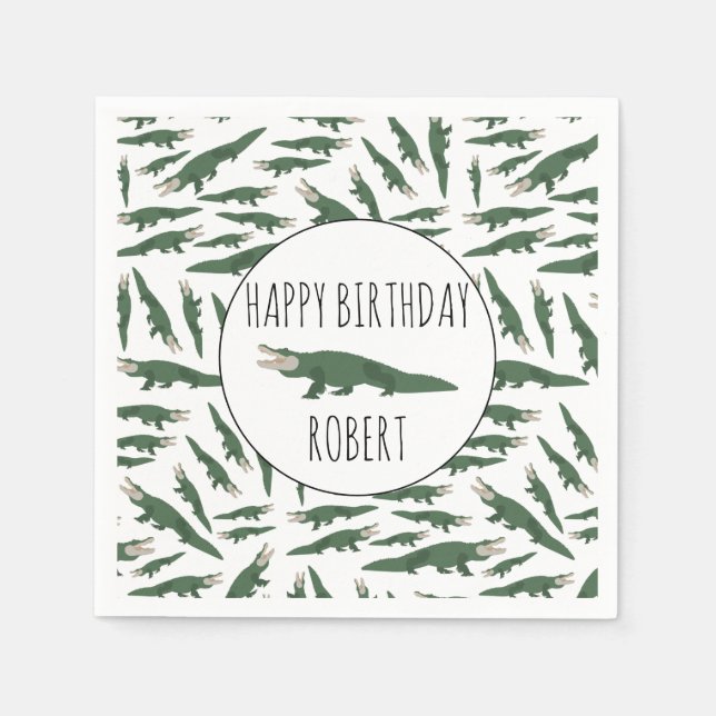 Guardanapo De Papel Nome Personalizado do Padrão Crocodilo do Alligado (Frente)