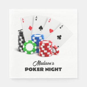 Guardanapo De Papel Nome Personalizado e Poker de Texto / Casino
