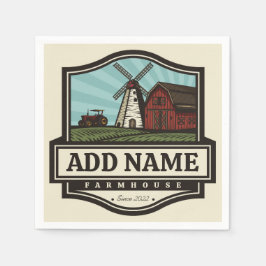 Guardanapo De Papel NOME Personalizado Farmhouse Rustic Farmhouse Old 