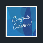 Guardanapo De Papel Nome Personalizado Favor Azul Vibrante Graduação<br><div class="desc">Celebre o sucesso deles com estilo usando este guardanapo personalizado ousado com um fundo azul abstrato vibrante e uma fonte elegante estilo manuscrito. Personalizável com o nome do graduado,  é perfeito para festas de graduação,  celebrações escolares ou momentos marcantes. Um destaque para a decoração do seu evento de graduação.</div>