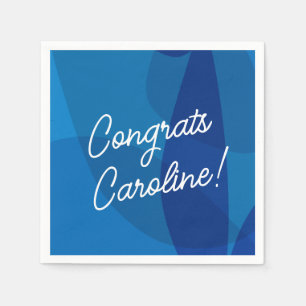 Guardanapo De Papel Nome Personalizado Favor de Graduação Azul Vibrant