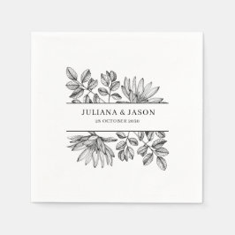 Guardanapo De Papel Nome Personalizado Floral Branco Casamento
