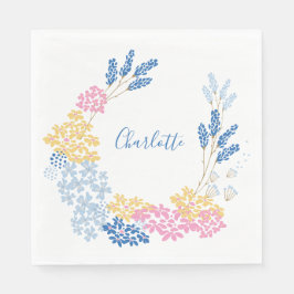 Guardanapo De Papel Nome Personalizado Frasto Floral Pastel Cor-de-ros