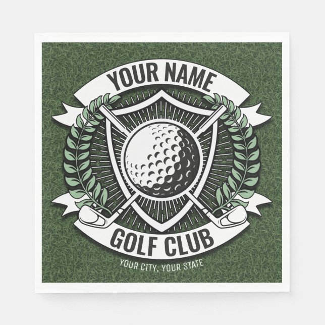 Guardanapo De Papel Nome Personalizado Golfer Golf Club Turf Clubhouse (Frente)
