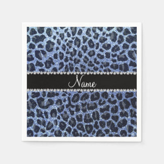 Guardanapo De Papel Nome personalizado impressão leopardo azul-claro