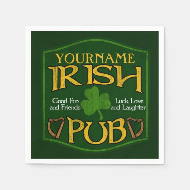 Guardanapo De Papel Nome personalizado Irish Pub Paper Napkins (Frente)
