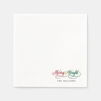 Guardanapo De Papel Nome Personalizado Merry & Bright Script Minimalis