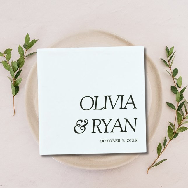 Guardanapo De Papel Nome personalizado minimalista Casamento Napkins (Minimalist Custom Name Wedding Napkins)
