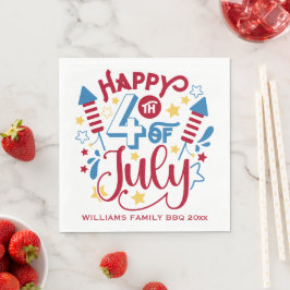 Guardanapo De Papel Nome Personalizado Patriótico 4 de Julho
