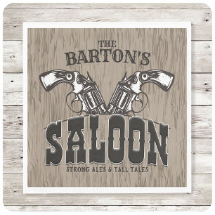 Guardanapo De Papel Nome personalizado Wild West Gun Revolver Saloon