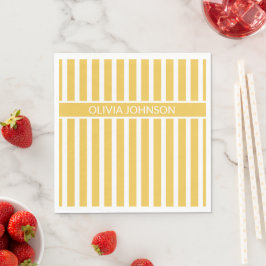 Guardanapo De Papel Nome Personalizável em Faixa Amarela de Verão