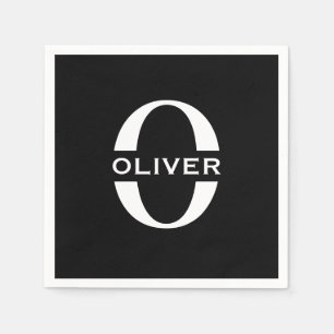 Guardanapo De Papel Nome Preto E Branco Do Monograma Personalizado
