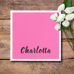 Guardanapo De Papel Nome preto moderno Cor Rosa Neo
