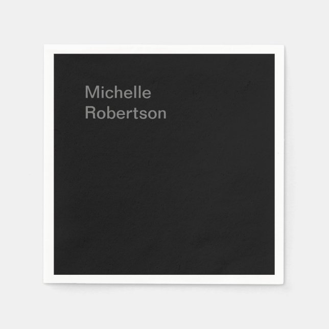 Guardanapo De Papel Nome Próprio do Adicionar Simples Preto (Frente)