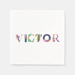 Guardanapo De Papel Nome próprio VICTOR bordado Elegante