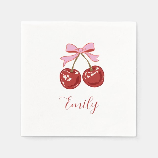 Guardanapo De Papel Nome Rosa Vermelho Personalizado (Frente)