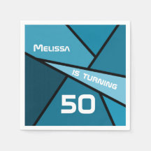 NOME Turning 50 Birthday Abstrato Teal Geométrico
