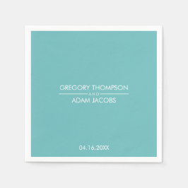 Guardanapo De Papel Nomes de Casais de Teal Moderno e Casamento de Dat