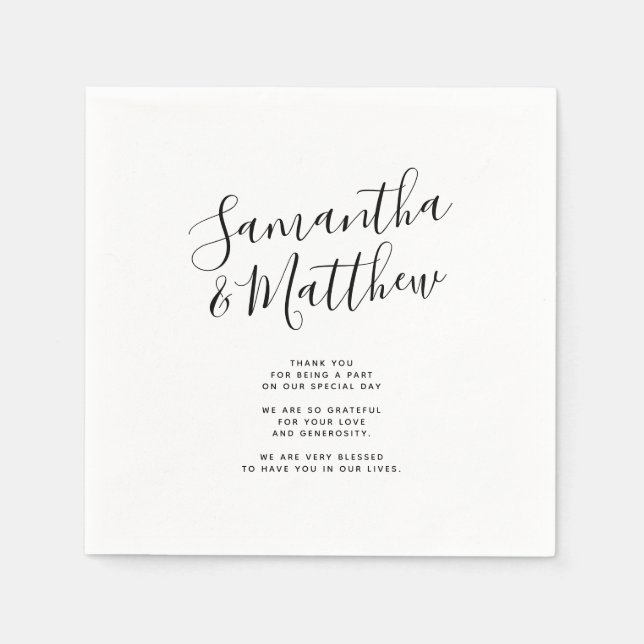 Guardanapo De Papel Nomes de casais Obrigado Mensagem Casamento (Frente)
