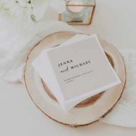Guardanapo De Papel Nomes de Casamento de Script Beige Elegante