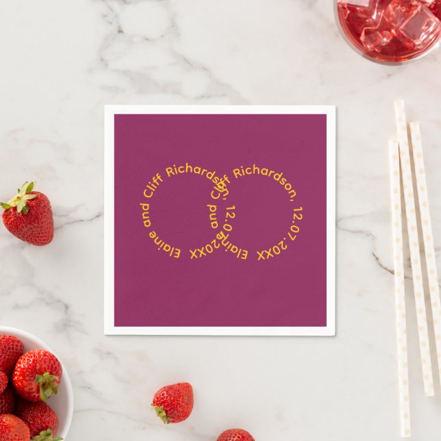 Guardanapo De Papel Nomes de Casamento em Círculos Vermelhos (Insitu)