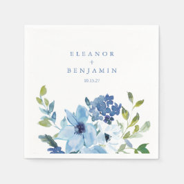 Guardanapo De Papel Nomes de Casamento Floral de Cor Azul-Claro Person