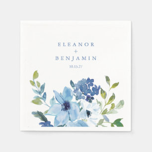Guardanapo De Papel Nomes de Casamento Floral de Cor Azul-Claro Person