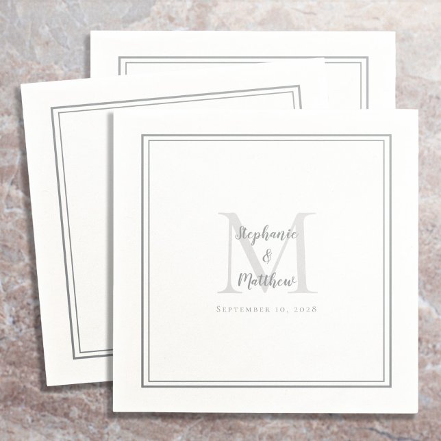 Guardanapo De Papel Nomes de Casamento Modernos e Cinzas Monogramas Co (Criador carregado)