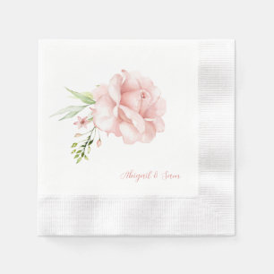 Guardanapo De Papel Nomes de Script Elegante Cozidos Florais Cor-de-Ro