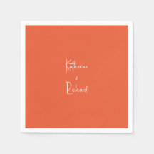 Nomes de Script Orange Wedktail Napkins