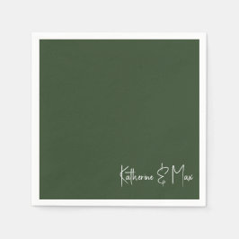 Guardanapo De Papel Nomes de Script Verde Florestal Cocktail