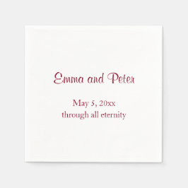 Guardanapo De Papel Nomes e Data do Texto Vermelho "Através de Toda a