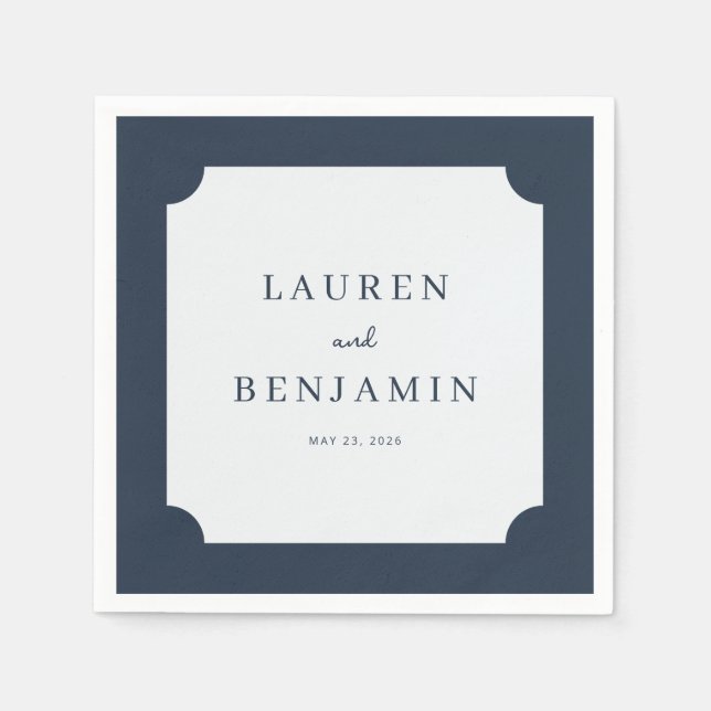 Guardanapo De Papel Nomes Minimalistas Navy Elegantes (Frente)