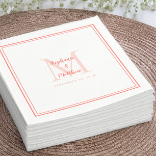 Guardanapo De Papel Nomes Modernos de Casamento Monograma de Data Cock