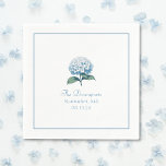 Guardanapo De Papel Nomes Personalizados Casamento de Hydrangea Azul E<br><div class="desc">Adicione elegância refinada ao seu casamento com estes guardanapos de cocktail lindamente desenhados. Cada um apresenta uma ilustração clássica de uma hidrangea, o epítome da graça. Criado em azul delicado, evoca a suavidade dos céus de primavera precoce. Estes guardanapos são enquadrados com uma sutil borda azul, aumentando a sua sofisticação....</div>